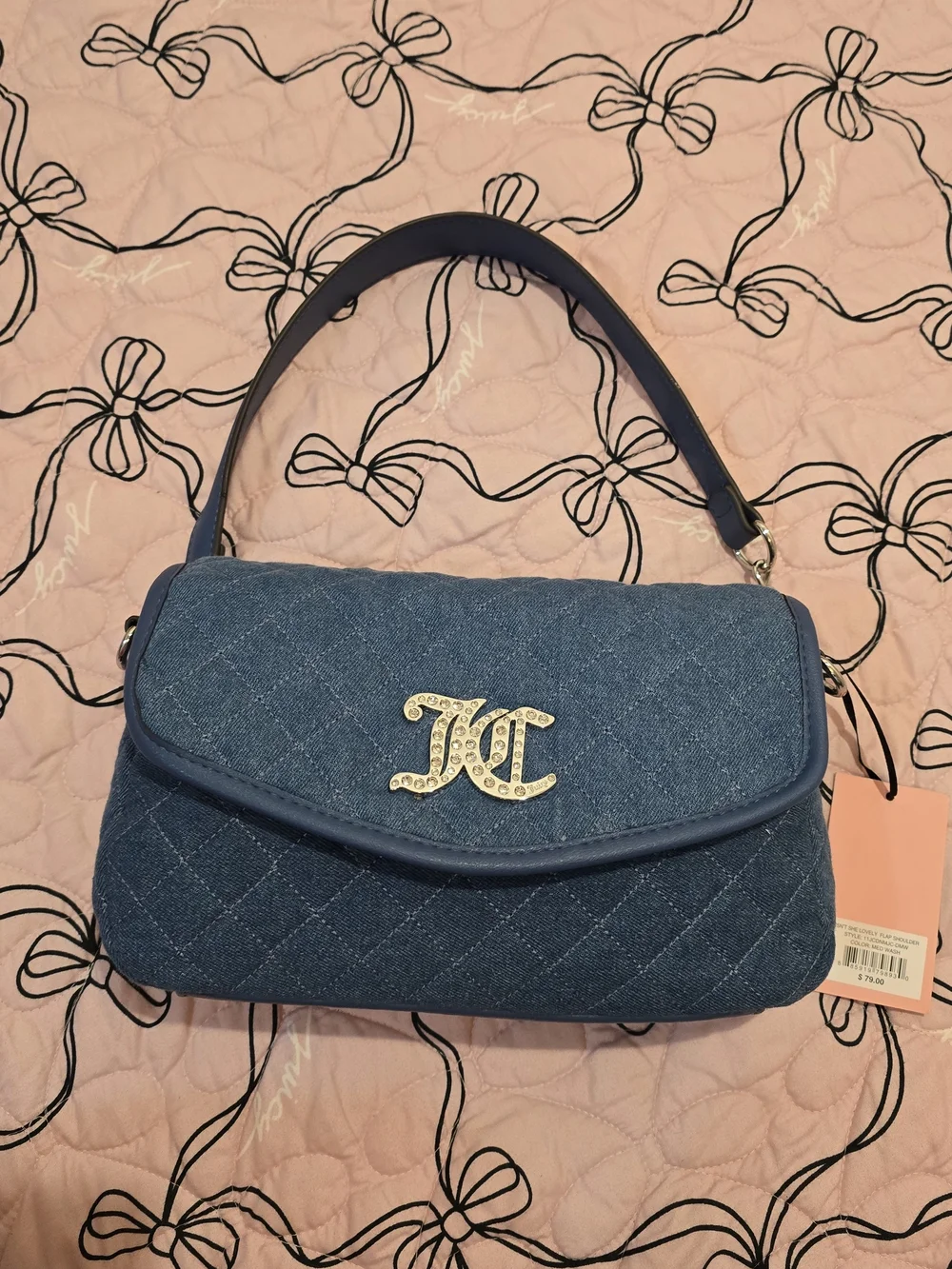 Juicy Couture Embellished Denim Shoulder Bag in Blue